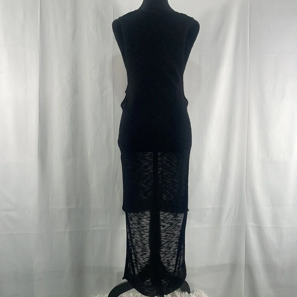 Express Black high low sheer, peek a boo side top, dress,cover, V neck,XS - Picture 3 of 12